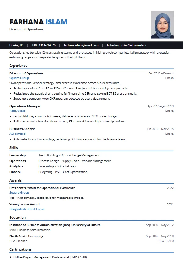 Anchor CV template preview