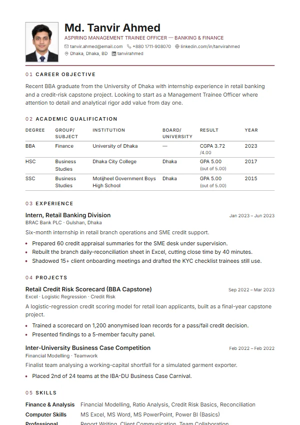 Shapla CV template preview