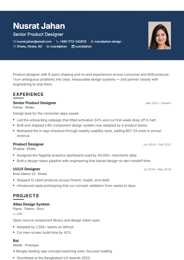 Bold CV template preview