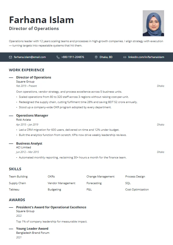 Capital CV template preview