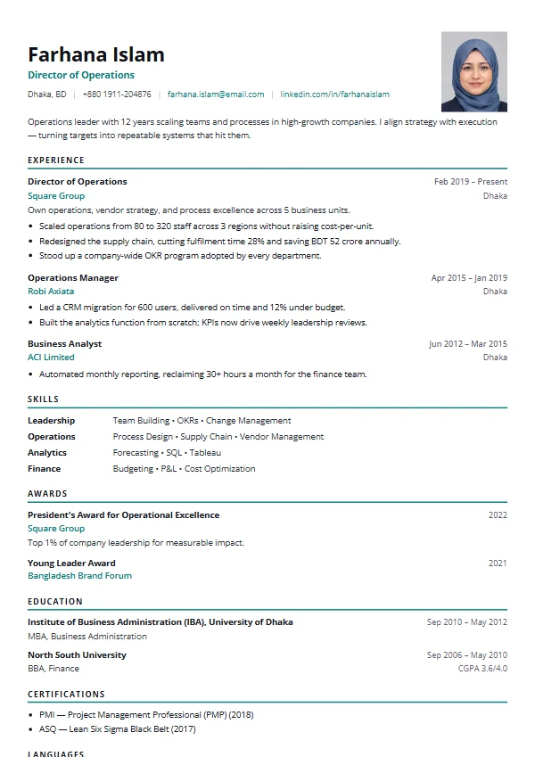 Clarity CV template preview