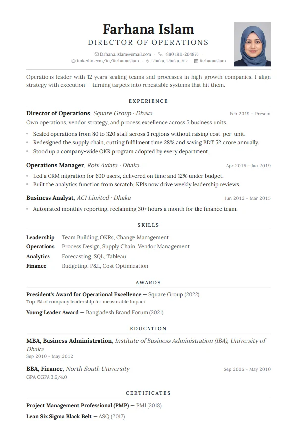 Classic CV template preview