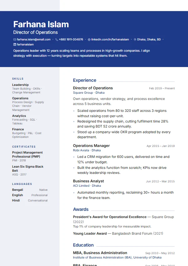 Cobalt CV template preview