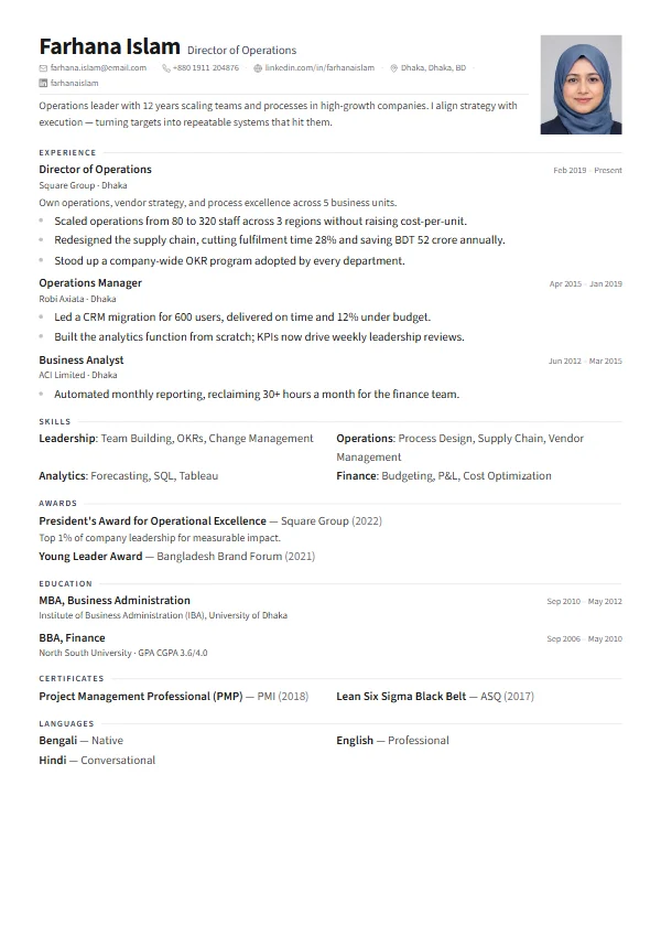 Compact CV template preview