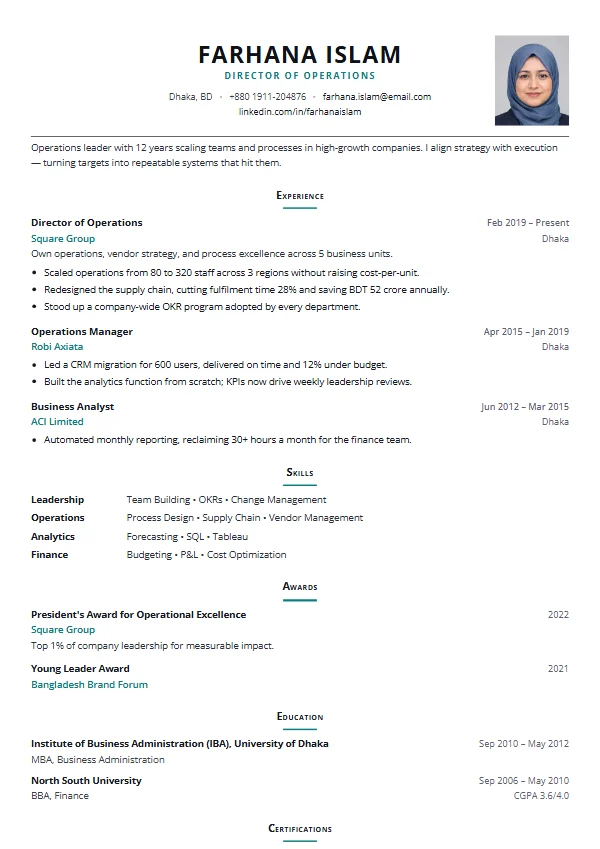 Envoy CV template preview