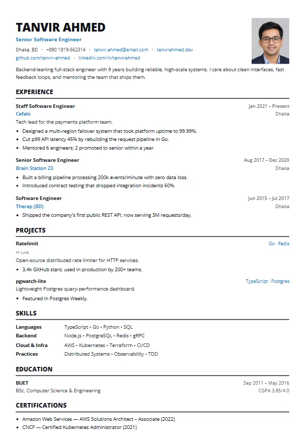 Granite CV template preview