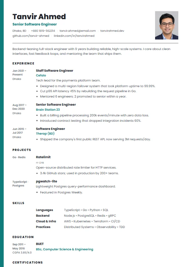 Keystone CV template preview
