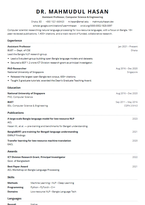 Laurel CV template preview