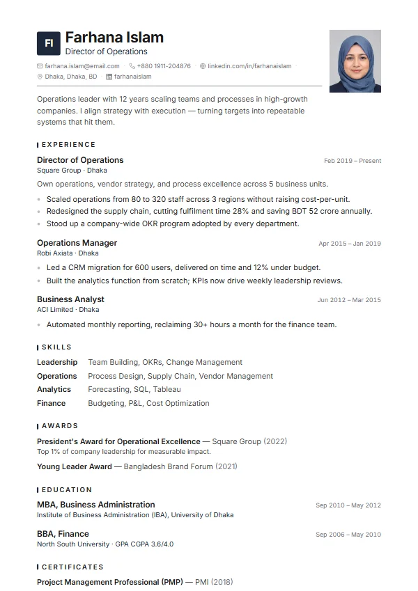 Sterling CV template preview