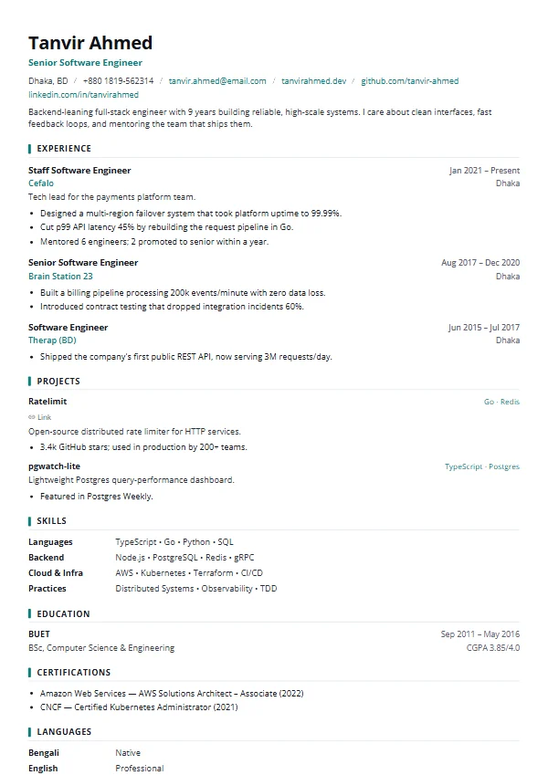 Vector CV template preview